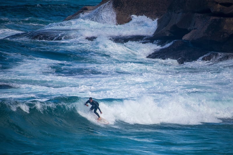 Surfer riding a wave